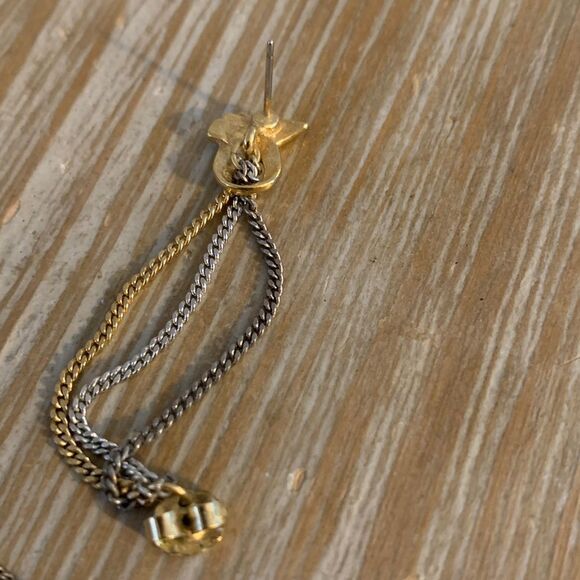 Avon Vintage 1970's Chain Tassel Earrings Post Back Tri-Color Gold-Tone Edgy - Picture 2 of 16